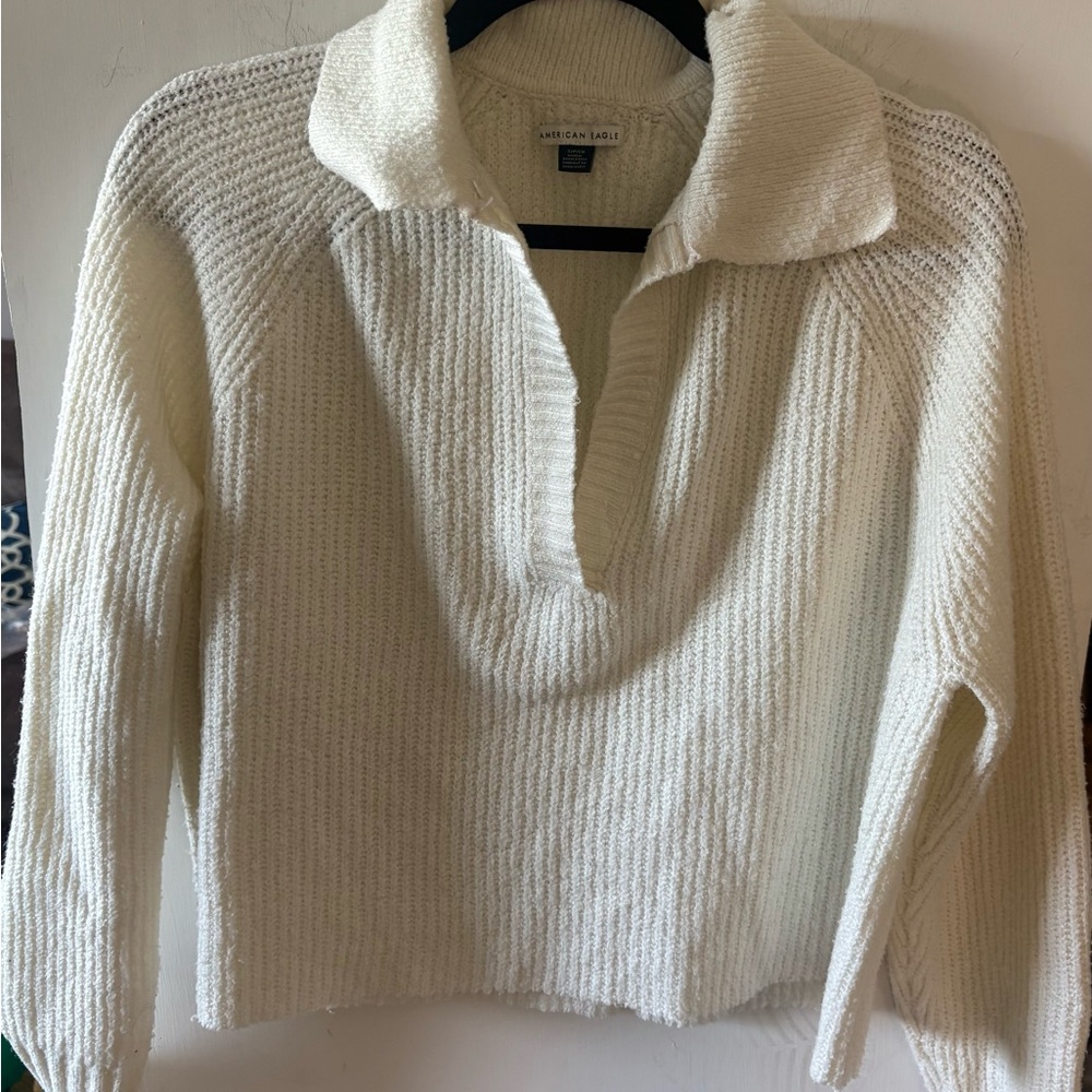 American Eagle Outfitters Women's Off-White Cowl Neck Knit Sweater Size Small